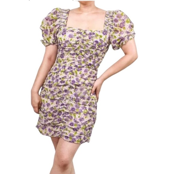 ZARA Ruched Floral Dress Small - Picture 1 of 12